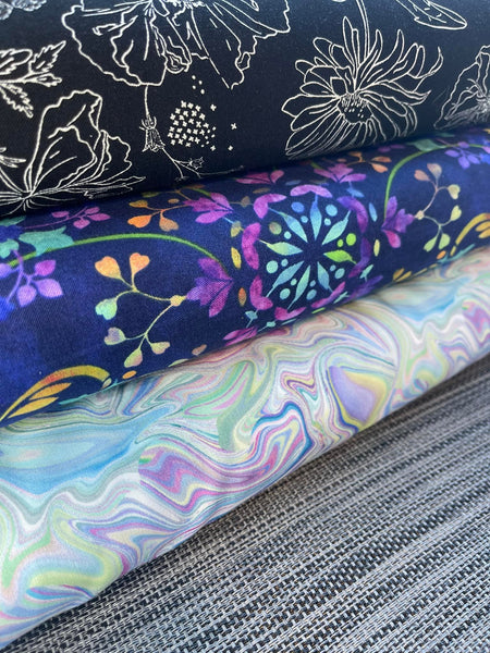 Short Zip Phone Bag - Wristlet Converts to Cross Body Purse - Blue Violet Fabric