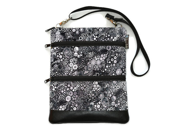 ELLA BELLA (SMALLEST) Travel Bags Crossbody Purse - A1 Cross Body - Faux Leather  - Black and White Geometic