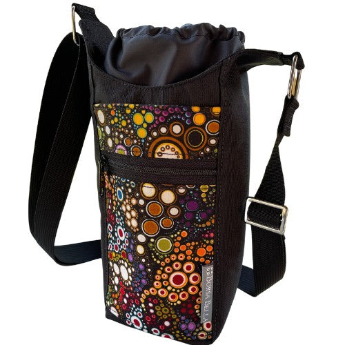 Water Bottle Crossbody Bag - Day Drinker - Happy Dot Fabric