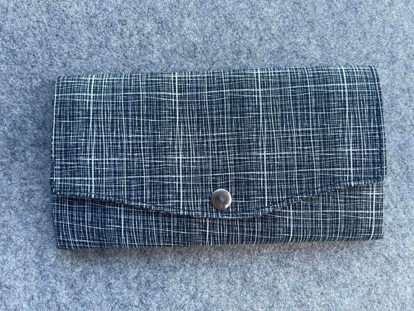 Slim Large Wallet - Light Weight -  Black and White Crosshatch