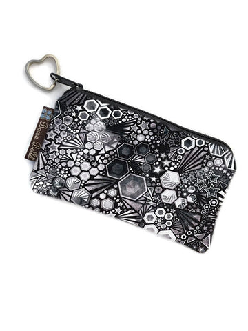 MEDIUM Catch All Zippered Pouch - A1 - Black and White Geometric Fabric