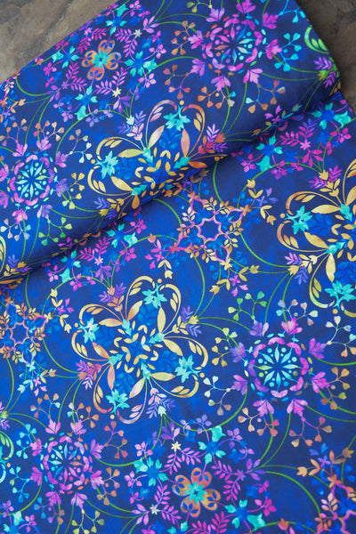 Short Zip Phone Bag - Wristlet Converts to Cross Body Purse - Blue Violet Fabric