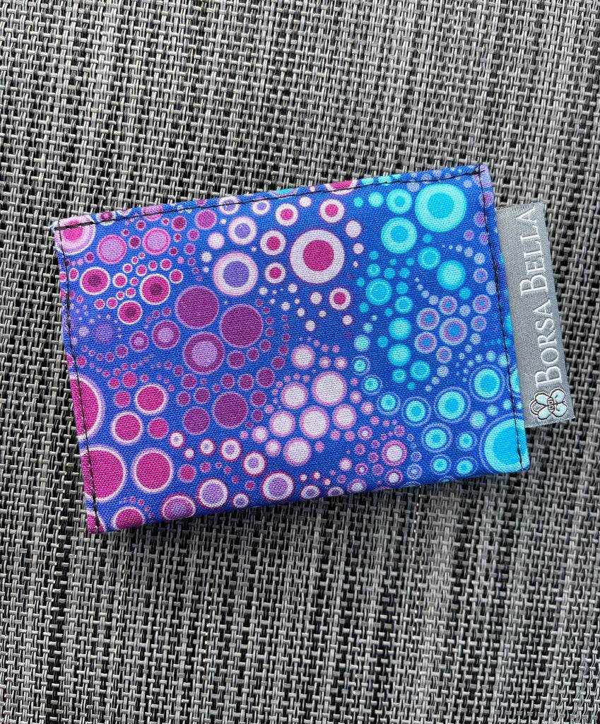 Card Holder RFID Protected -  Purple Dot Fabric