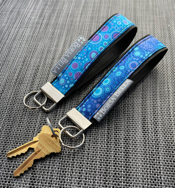 Keychain Wristlets - Blue Fabric