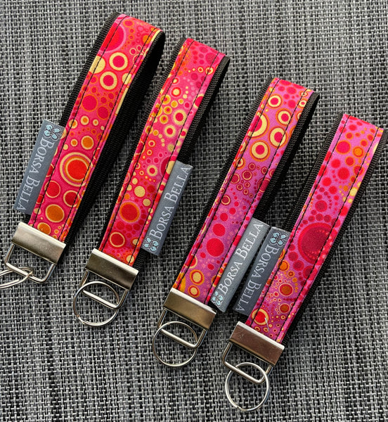 Keychain Wristlets -   Pink Dot Fabric