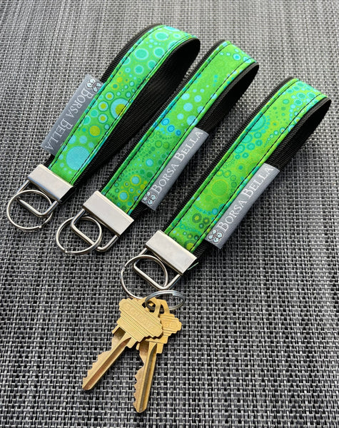 Copy of Keychain Wristlets -   Green Dot Fabric