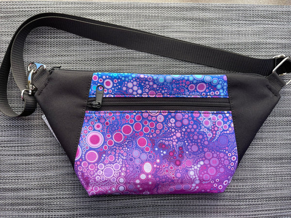 Fanny Pack or Crossbody Bag -  Blue/Purple Dot Fabric