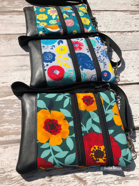 Travel Bags Crossbody Purse - Cross Body - Faux Leather - Tablet Purse -  Metallic Dawn Fabric