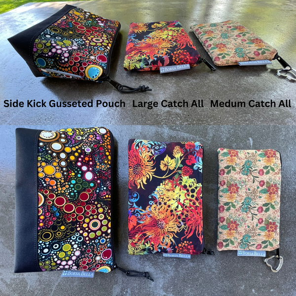 Side Kick Gusseted Zippered Pouch Mushrooms Fabric