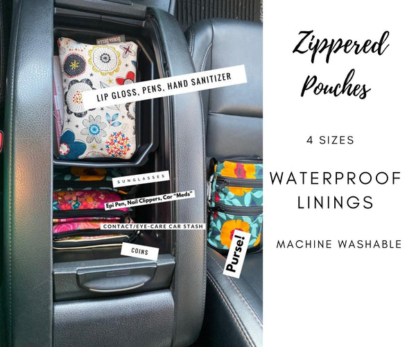 LARGE Catch All Zippered Pouch - A1 - FernTastic Fabric