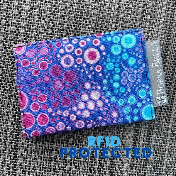 Card Holder RFID Protected - Blue and Purple Dots
