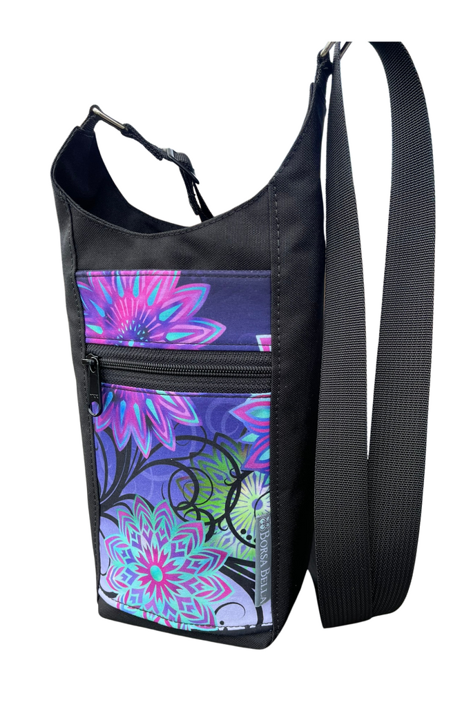 Water Bottle Crossbody Bag - Day Drinker - Purple Medallion