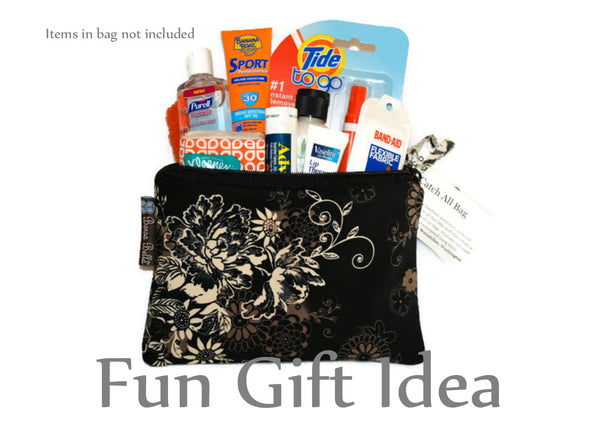 LARGE Catch All Zippered Pouch - A1 - FernTastic Fabric