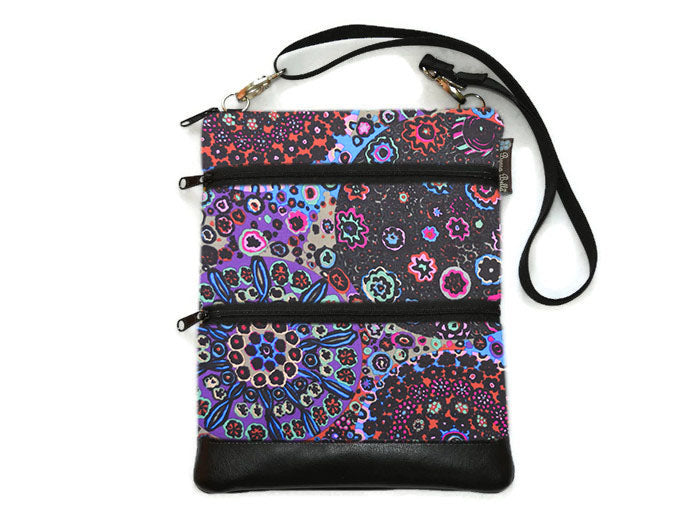 Travel Bags Crossbody Purse - Cross Body - Faux Leather - Tablet Purse -  Stary Night Fabric