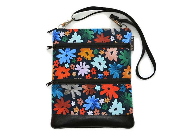 Travel Bags Crossbody Purse - Cross Body - Faux Leather - Tablet Purse -  Wild Daisy Fabric