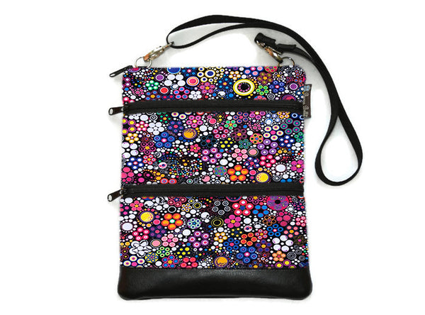Travel Bags Crossbody Purse - Cross Body - Faux Leather - Tablet Purse -  Glorious Dot Fabric
