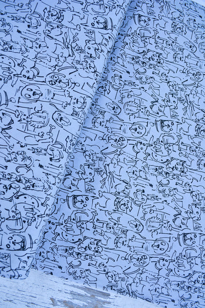 Large Catch All Zippered Pouch - Puppy Party Fabric
