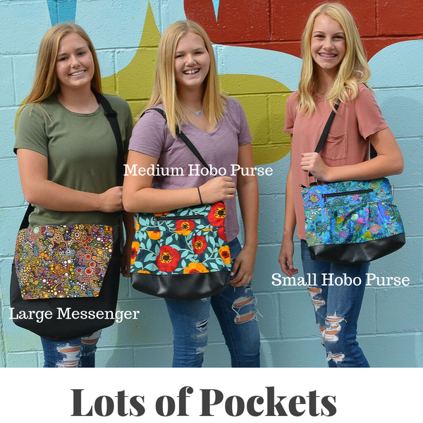 Hobo Purse Cross Body - Shoulder Bag - Blue Violet Fabric
