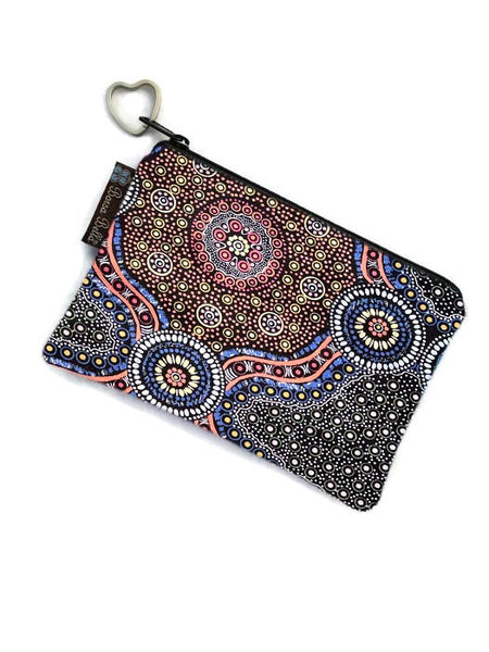 Large Catch All Zippered Pouch - Purple Wild Bush Fabric