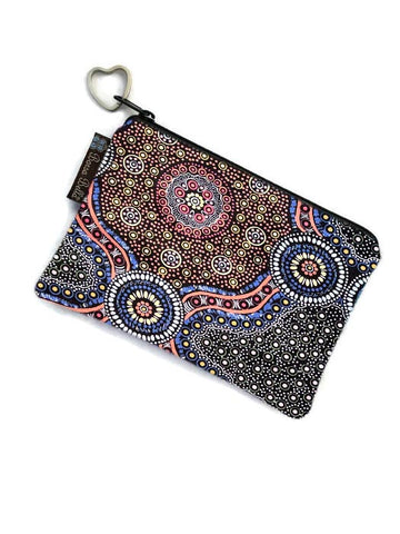 Large Catch All Zippered Pouch - Purple Wild Bush Fabric