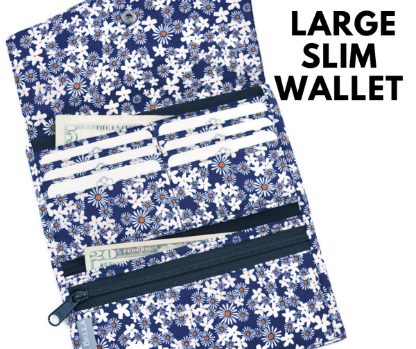 Wallet - Slim Large Wallet - Light Weight - Pop Dot Black Fabric