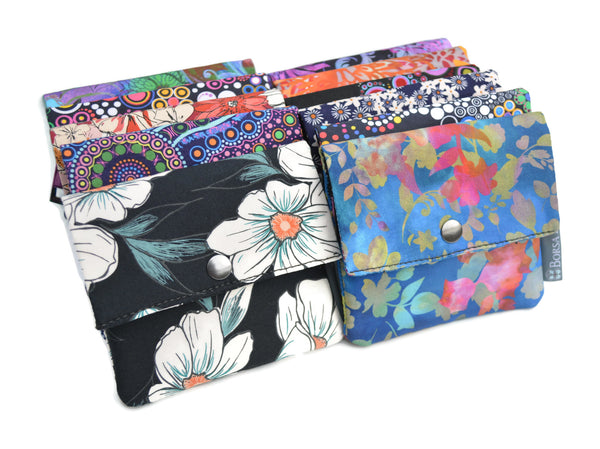 Small Slim Wallet - Light Weight - Added RFID Fabric - Boarder Glorious Dots Fabric