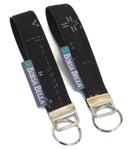 Keychain Wristlets -  Crosshatch Black Fabric
