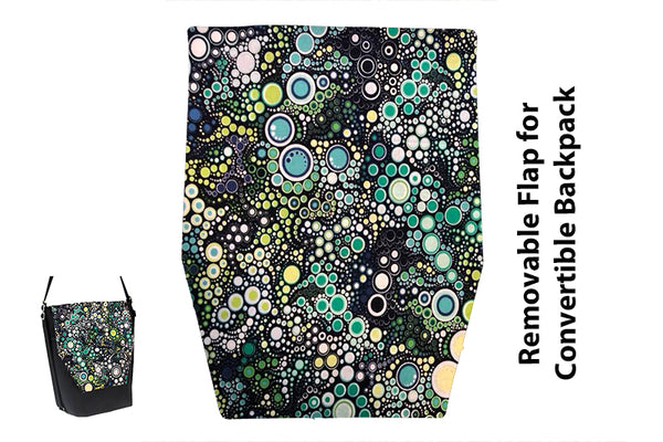 Convertible Backpack Flaps - Ocean Blue Dots Fabric