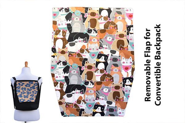 Convertible Backpack Flaps -   Cattitude Fabric