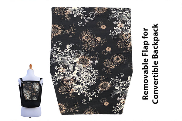 Convertible Backpack Flaps - Black Beauty Fabric