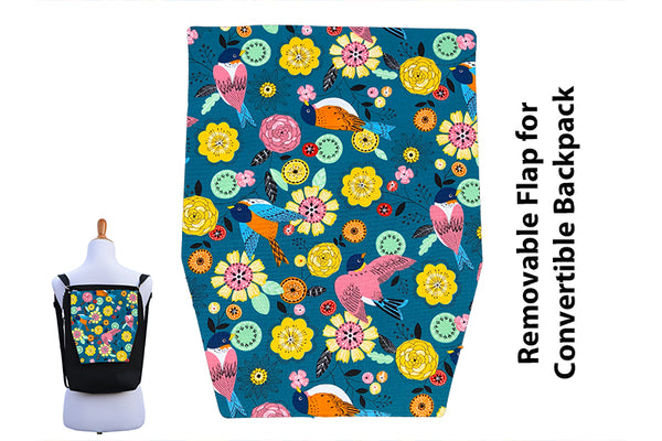 Convertible Backpack Flaps -  Garden Party Canvas Fabric