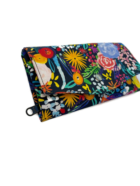 Wallet - Slim Large Wallet - Light Weight - Painted Petals Fabric