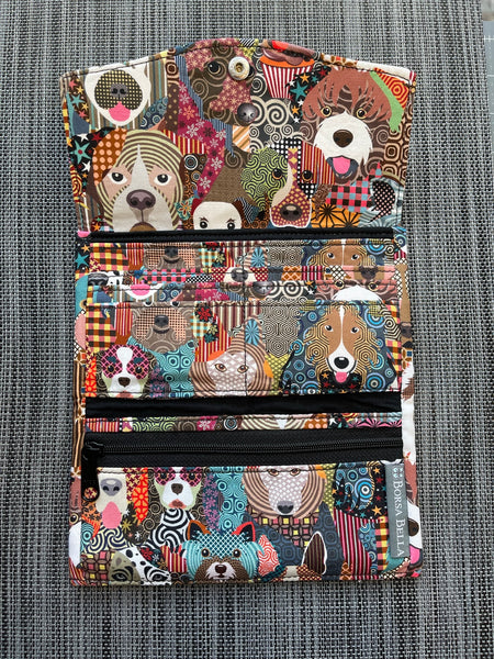 Wallet - Slim Large Wallet - Light Weight - Colorful Puppy Party Fabric