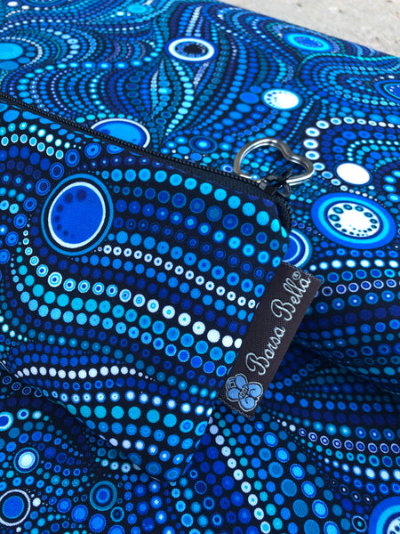 Small Slim Wallet - Light Weight - Added RFID Fabric - Blue Kraken Fabric