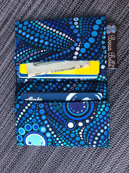 Card Holder RFID Protected -   Blue Kraken Fabric