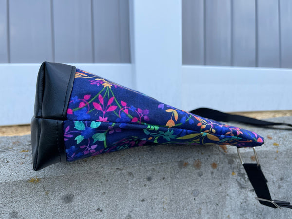 New Design - The Ariel Purse - Blue Violet Fabric - All Fabric Faux Leather Bottom