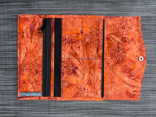 Wallet - Slim Large Wallet - Light Weight - Marmalade Fabric