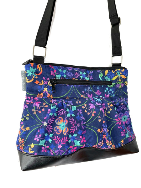 Hobo Purse Cross Body - Shoulder Bag - Blue Violet Fabric