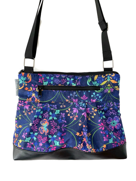 Hobo Purse Cross Body - Shoulder Bag - Blue Violet Fabric