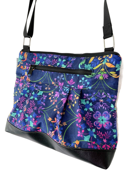 Hobo Purse Cross Body - Shoulder Bag - Blue Violet Fabric