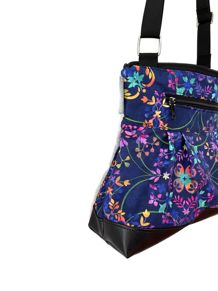 Hobo Purse Cross Body - Shoulder Bag - Blue Violet Fabric