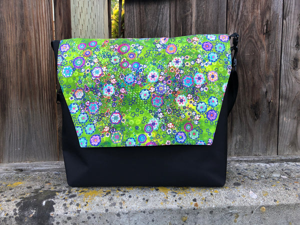 Large Messenger Bag - Verde Fabric Flap