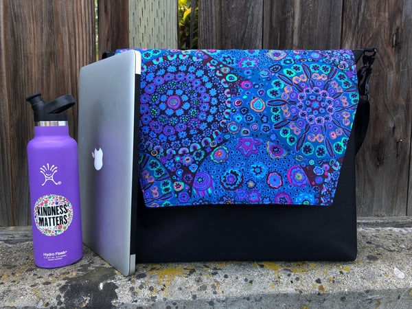 Large Messenger Bag - Blue Violet Fabric
