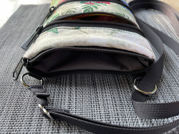 Copy of Travel Bags Crossbody Purse - Cross Body - Faux Leather - Tablet Purse - Black and White Canvas Linen Fabric