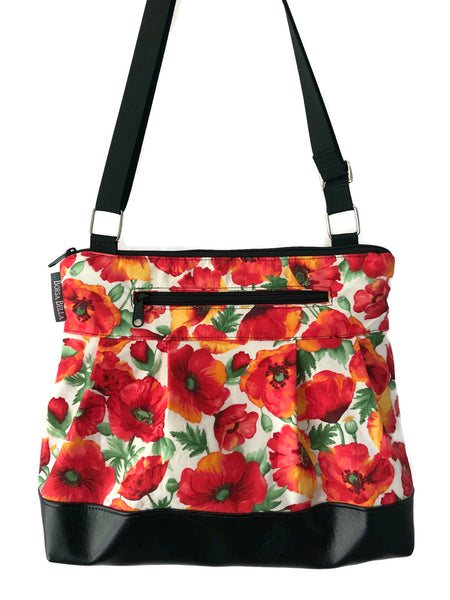 Hobo Purse Cross Body - Medium Only - Shoulder Bag - Poppy Fabric