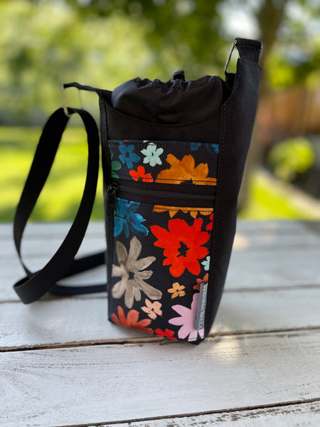 Water Bottle Crossbody Bag - Day Drinker - Wild Flowers Pocket
