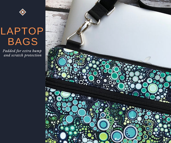 Laptop Bags - Shoulder or Cross Body - Adjustable Nylon Straps - Garden Party Fabric