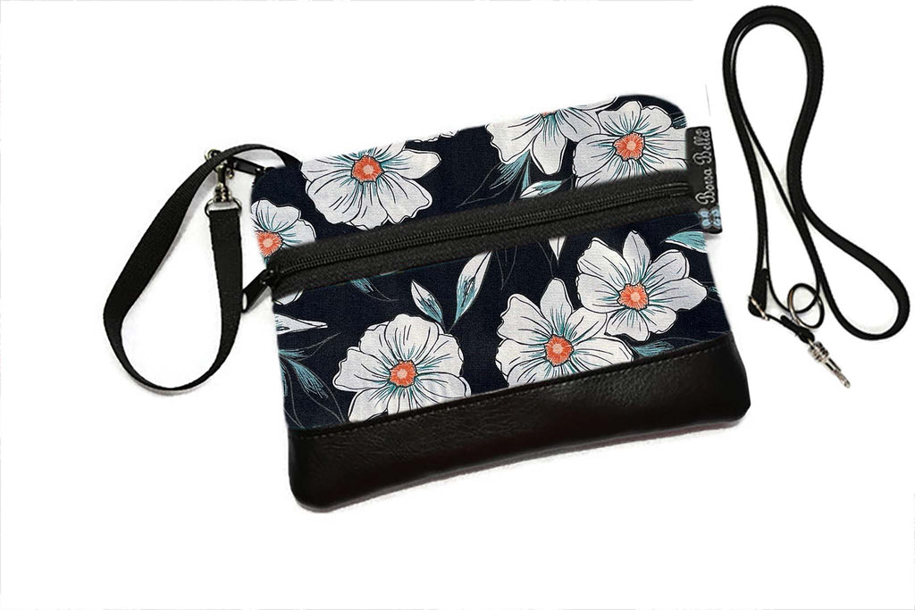 Deluxe Long Zip Phone Bag - Converts to Cross Body Purse - Blanco Luna Fabric