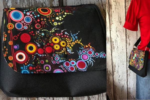Itsy Bitsy/Bigger Bitsy Messenger Purse - Happy BOARDER Fabric