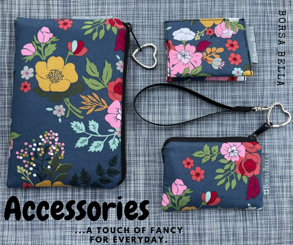Catch All Zippered Pouch - Black and White Daisy Doodle Fabric